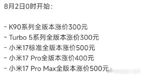 ……怎么还把小米干涨价了看来友商给的压力太轻了毕竟现在小米卖的都是 Pro 和 
