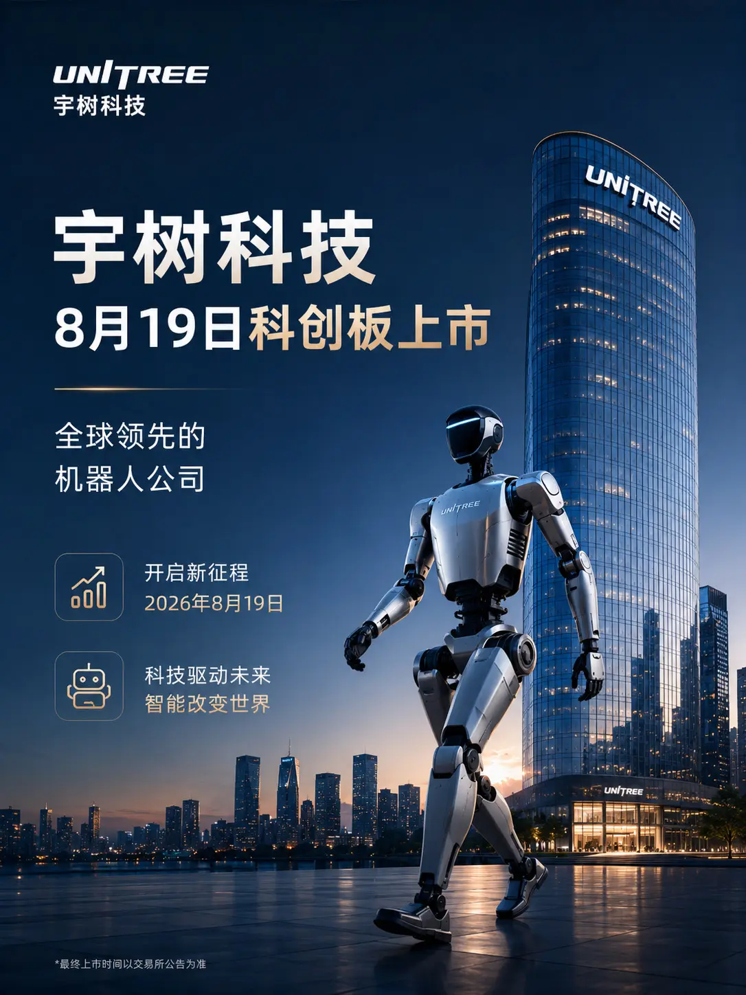 宇树科技8月19日登陆科创板。定了！宇树科技将于8月19日正式登陆上交...