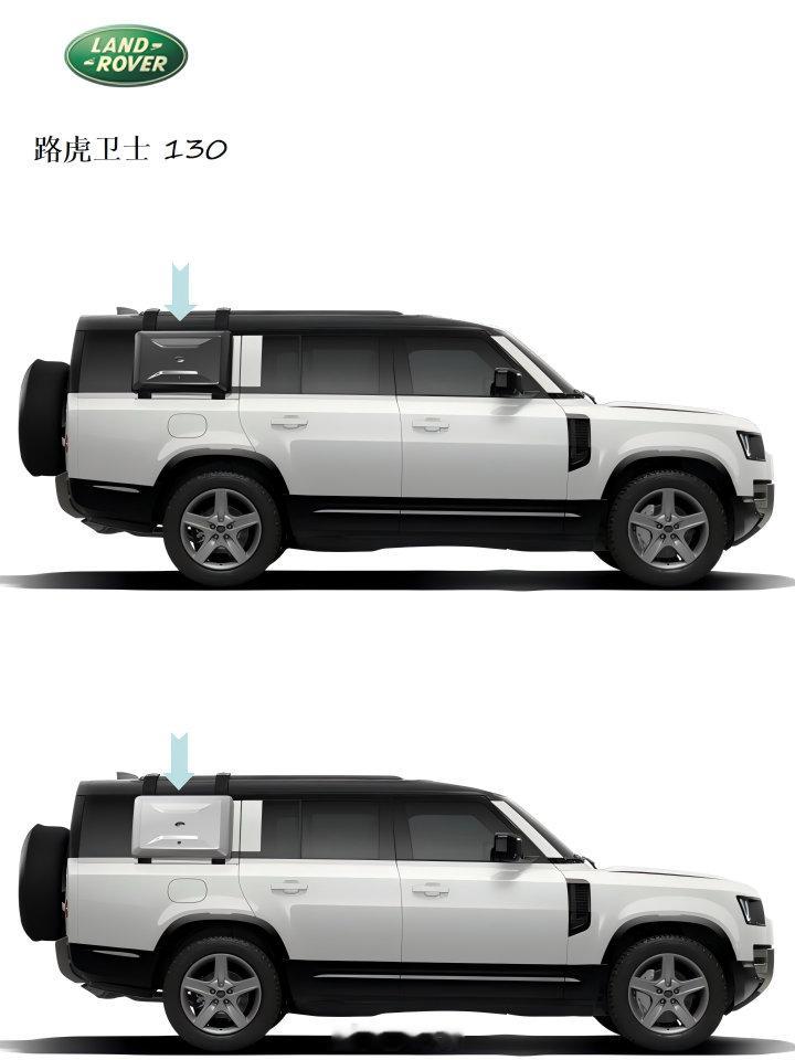 路虎卫士130外挂行李箱  路虎卫士130，外挂式扩展行李箱，黑还是白更好看，听