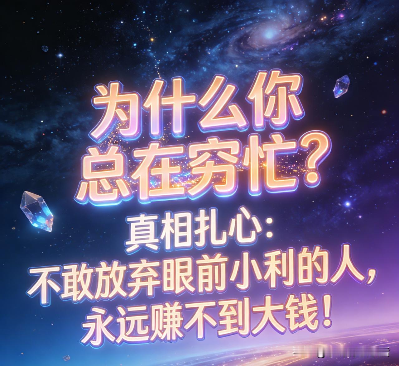 “为什么你总在穷忙？真相扎心：不敢放弃眼前小利的人，永远赚不到大钱！”
    