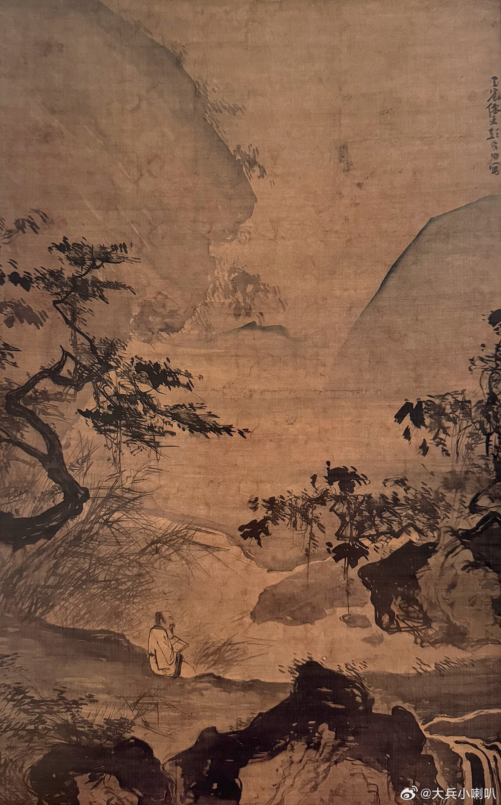国史古风 【中华名画欣赏 《临流读书图》（彭舜卿）】        《临流读书图