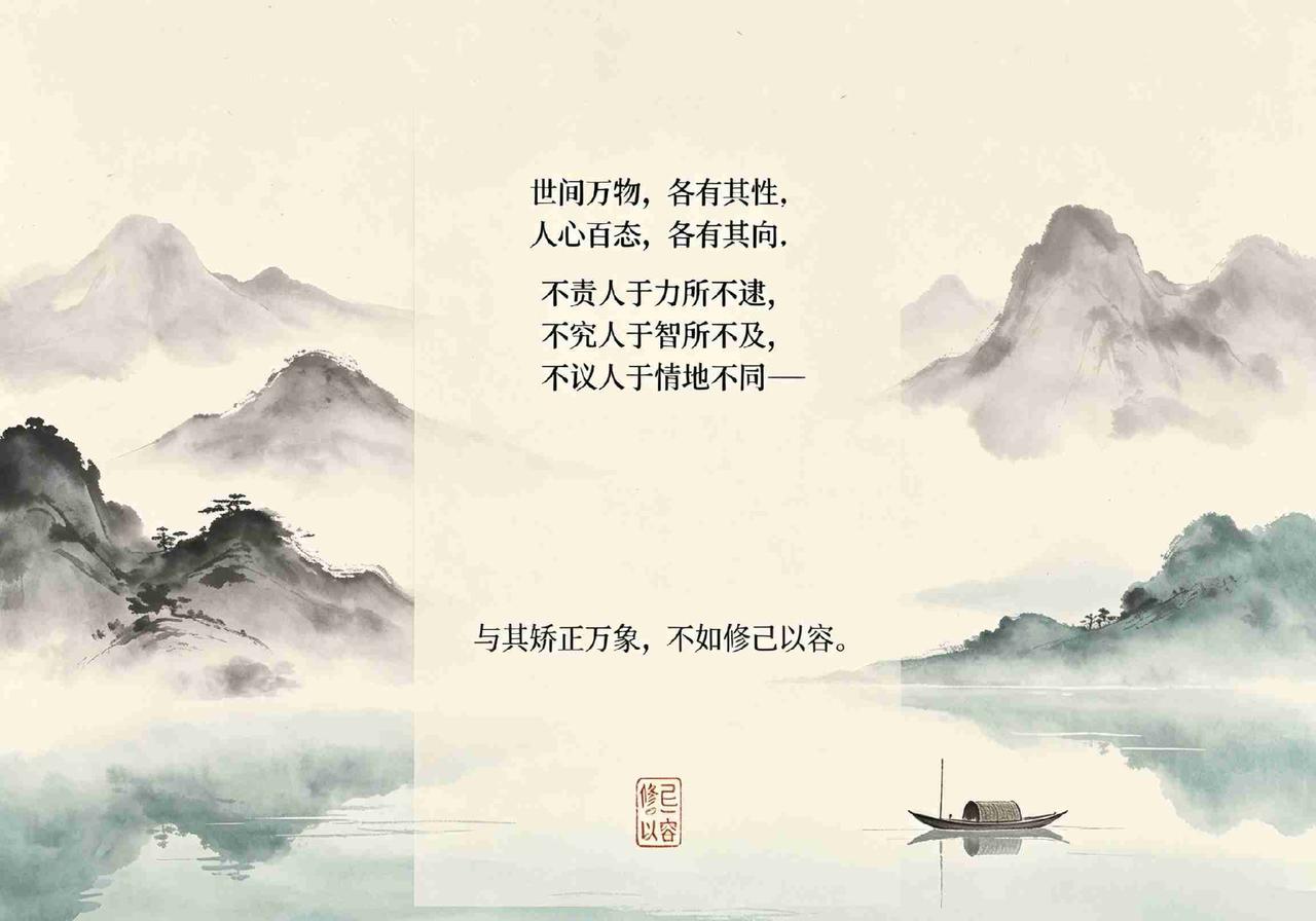 万事万物都有自己的本性，每个人想法选择各不相同。
不要强求别人做到能力之外的事，
