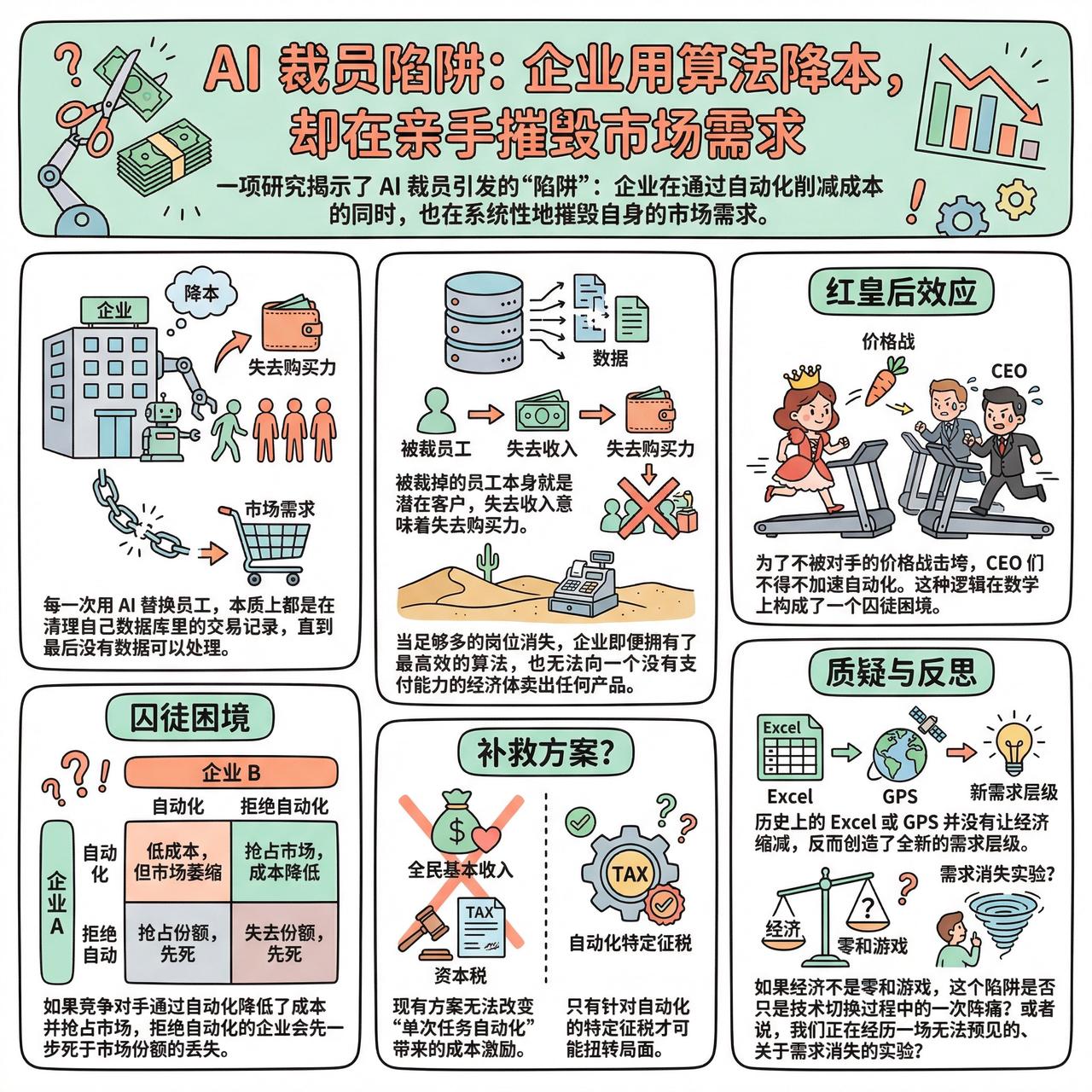 【AI裁员陷阱：企业用算法降本，却在亲手摧毁市场需求】

快速阅读：一项研究揭示