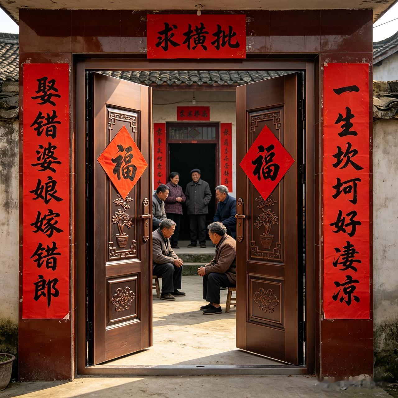上联：娶错婆娘嫁错郎
下联：一生坎坷好凄凉
 
这副联道尽婚姻错位的无奈，“娶错