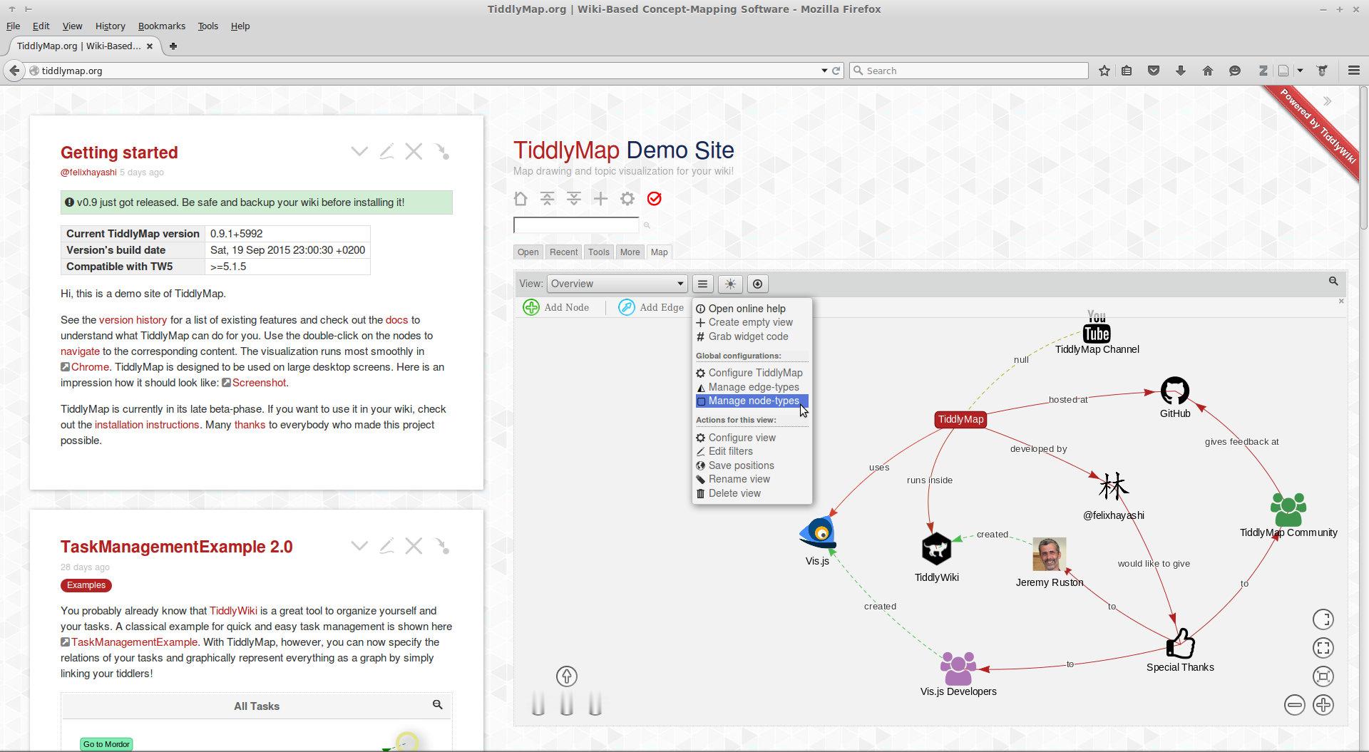 如果你想做思维导图和笔记可视化，TiddlyMap是一个基于TiddlyWiki