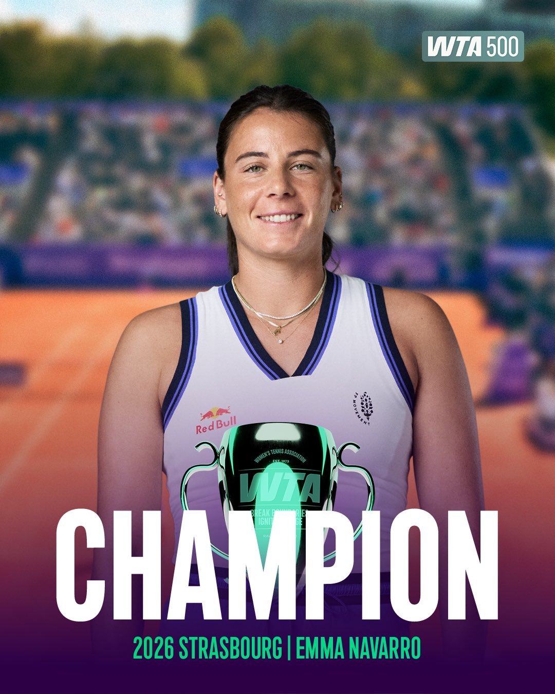 纳瓦罗斩获WTA红土首冠🏆WTA500斯特拉斯堡站决赛，纳瓦罗以6-0 5-7