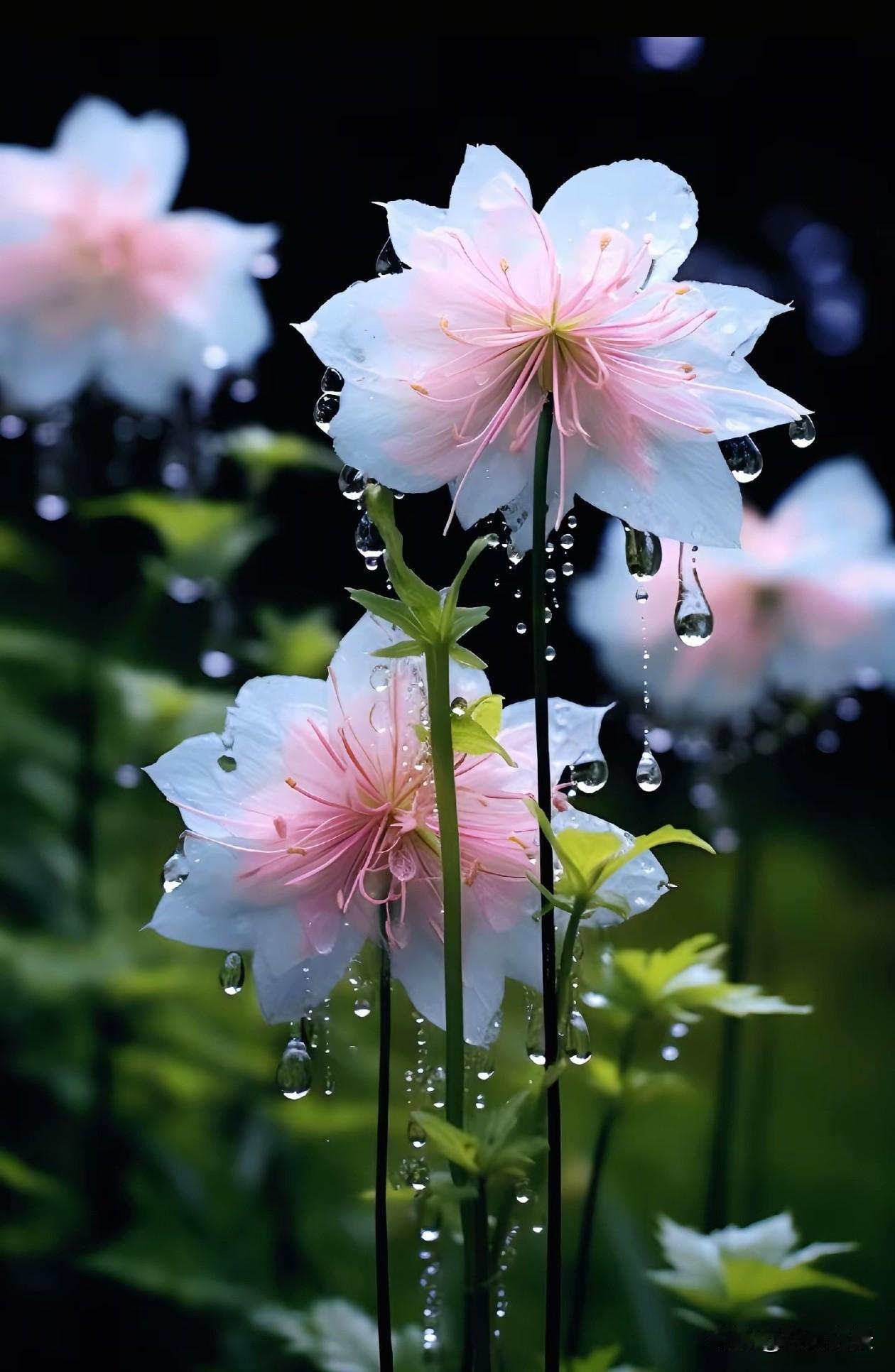 清冷的雨，温柔的花，藏着不慌不忙的力量。愿你也能如它一般，在喧嚣里守住本心，在风
