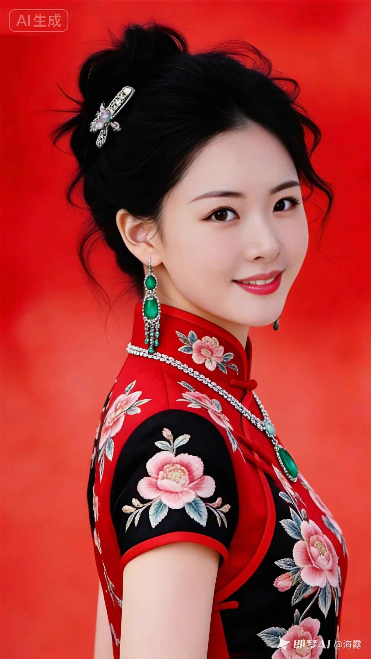 惊艳的东方美人，红衣华服，古典韵味十足！🌸💎