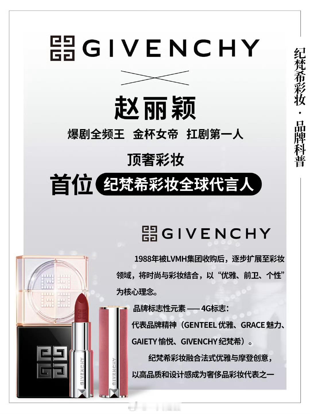 赵丽颖 纪梵希恭喜纪梵希彩妆拿下五金杯女帝赵丽颖！爽！ ​​​