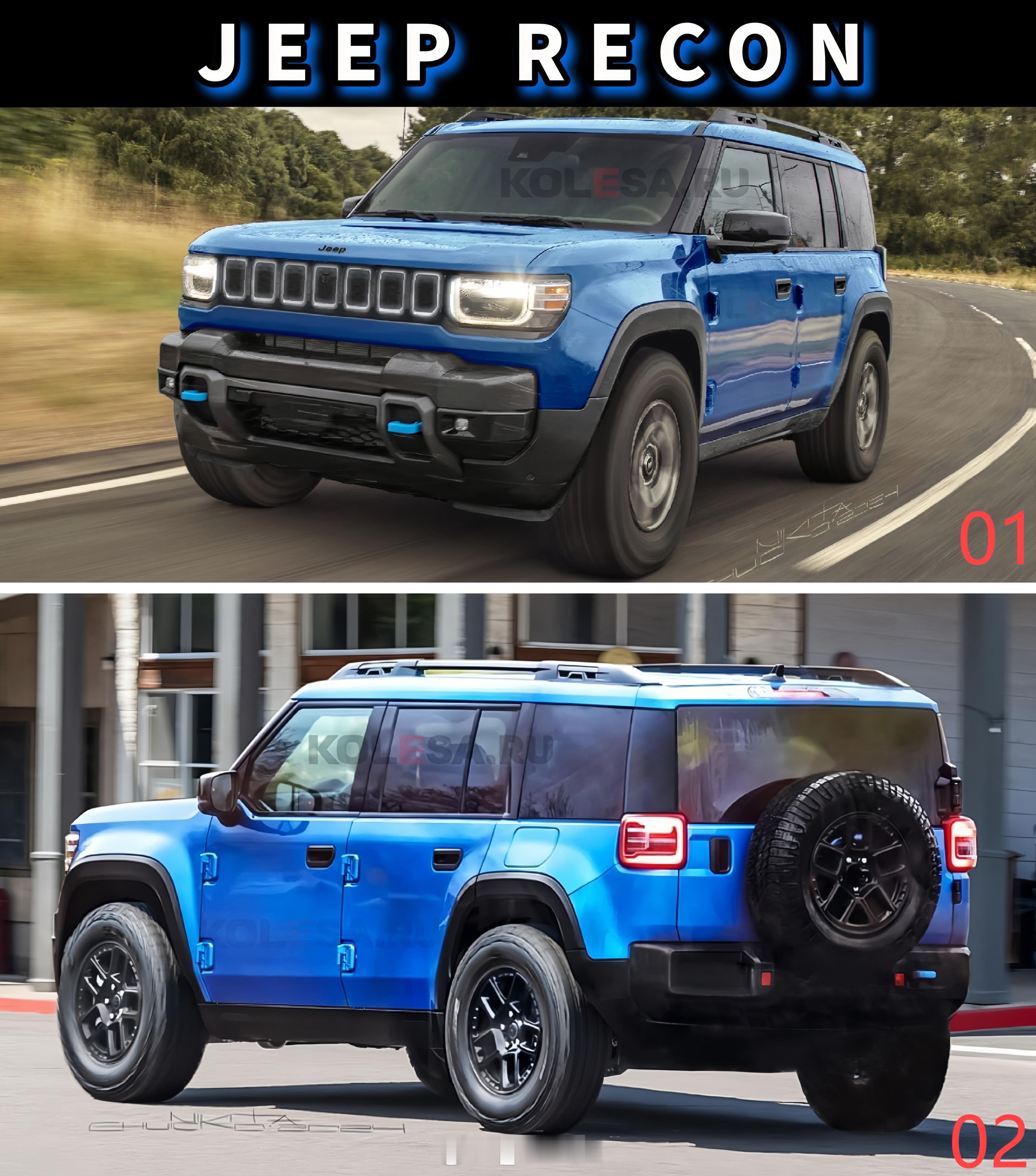 纯电Jeep Recon侦察兵渲染图  纯电Jeep Recon侦察兵渲染图，可