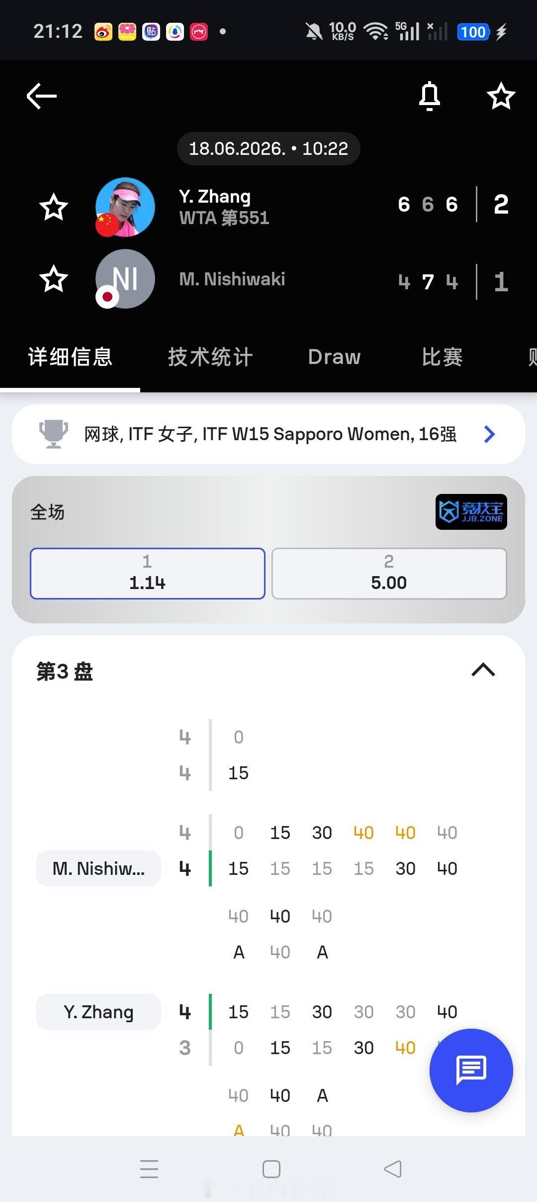 小花小草资讯小花小草资讯  【札幌W15】女单正赛第二轮🇨🇳头号种子张莹6-