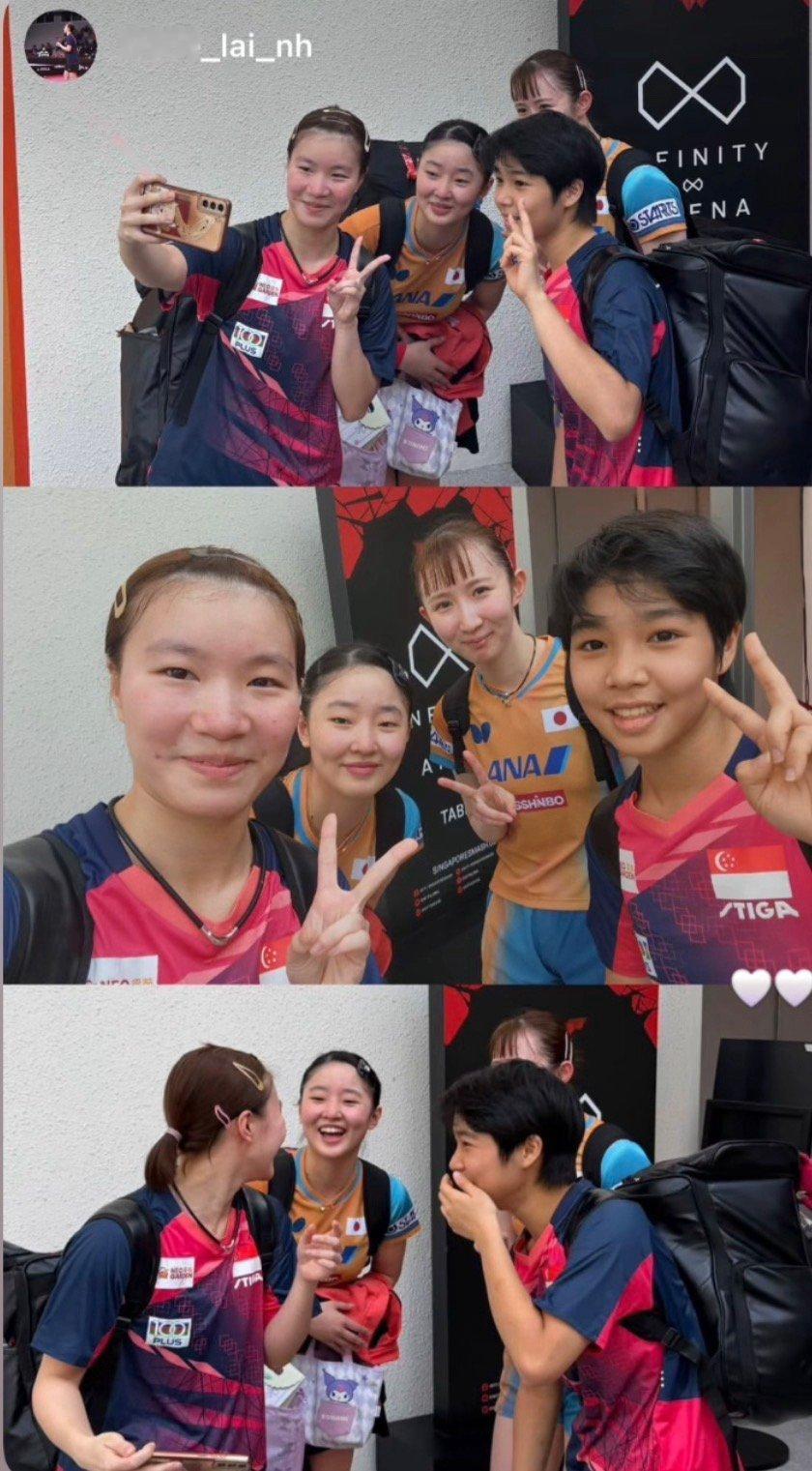 黎明映 黎嬣萱和早美亲切合影～（新加坡队姓黎的人真多 还有黎定龙 黎行耀……） 