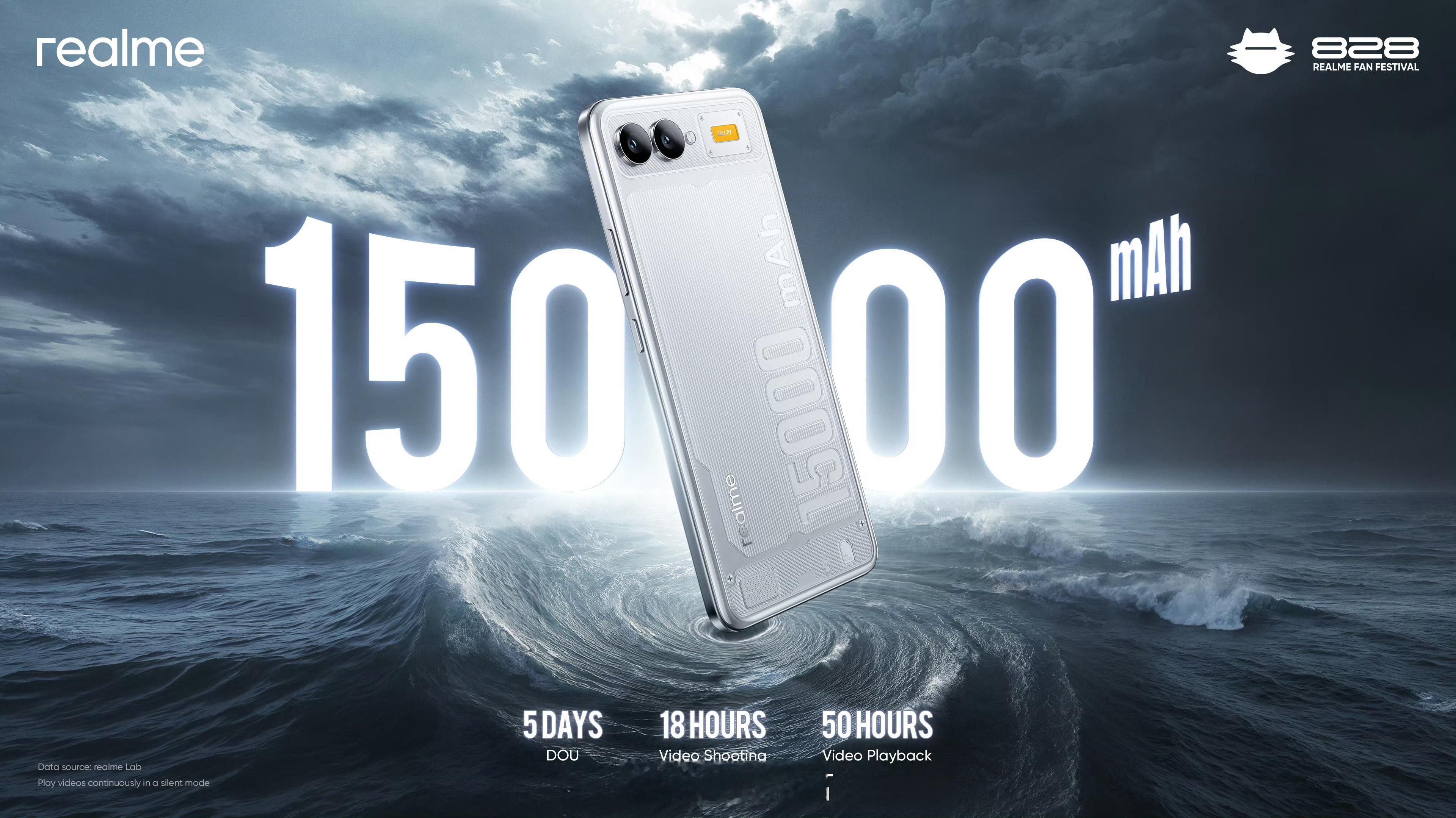 真我 15000mAh 概念机真我主动散热风扇手机 ​​​1.5万毫安时电池的手
