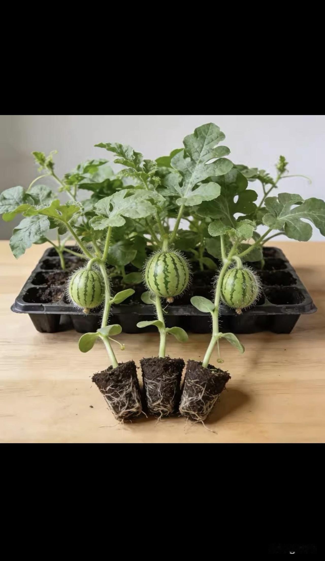 刚收到北京大兴庞各庄一个瓜农朋友寄来的西瓜盆栽。从此吃西瓜不用出去买了！