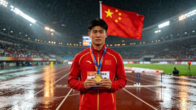 雨夜逆风翻盘!20岁小将拿下110米栏金牌