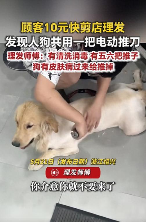 5月21日豫视频报道浙江诸暨，一名男子来到十元快剪店准备理发，进店后意外看到店员