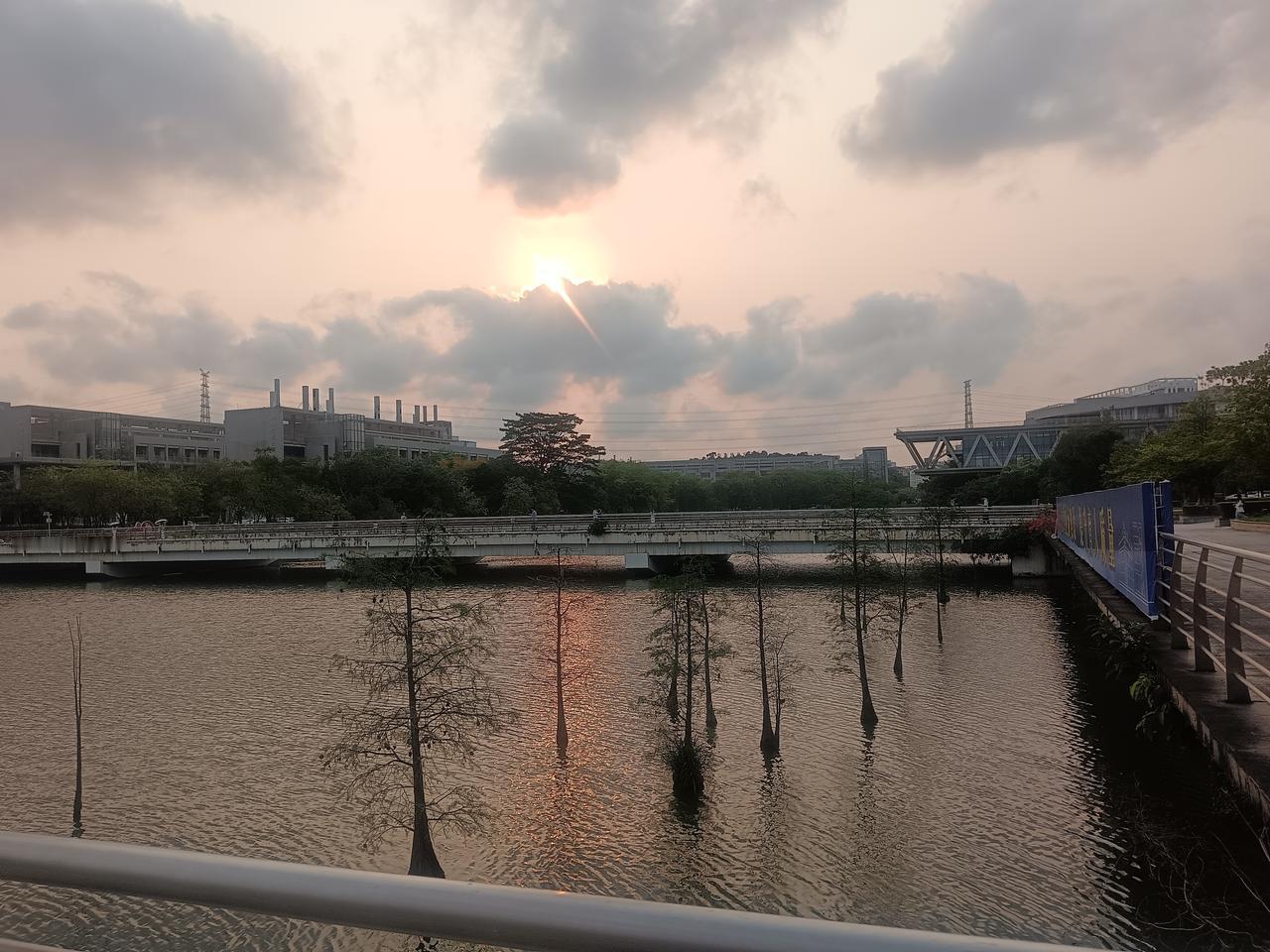 晚风吹过湖面时，我接住了一整个松弛的黄昏，站在桥上的那一刻，所有喧嚣都被晚风揉碎