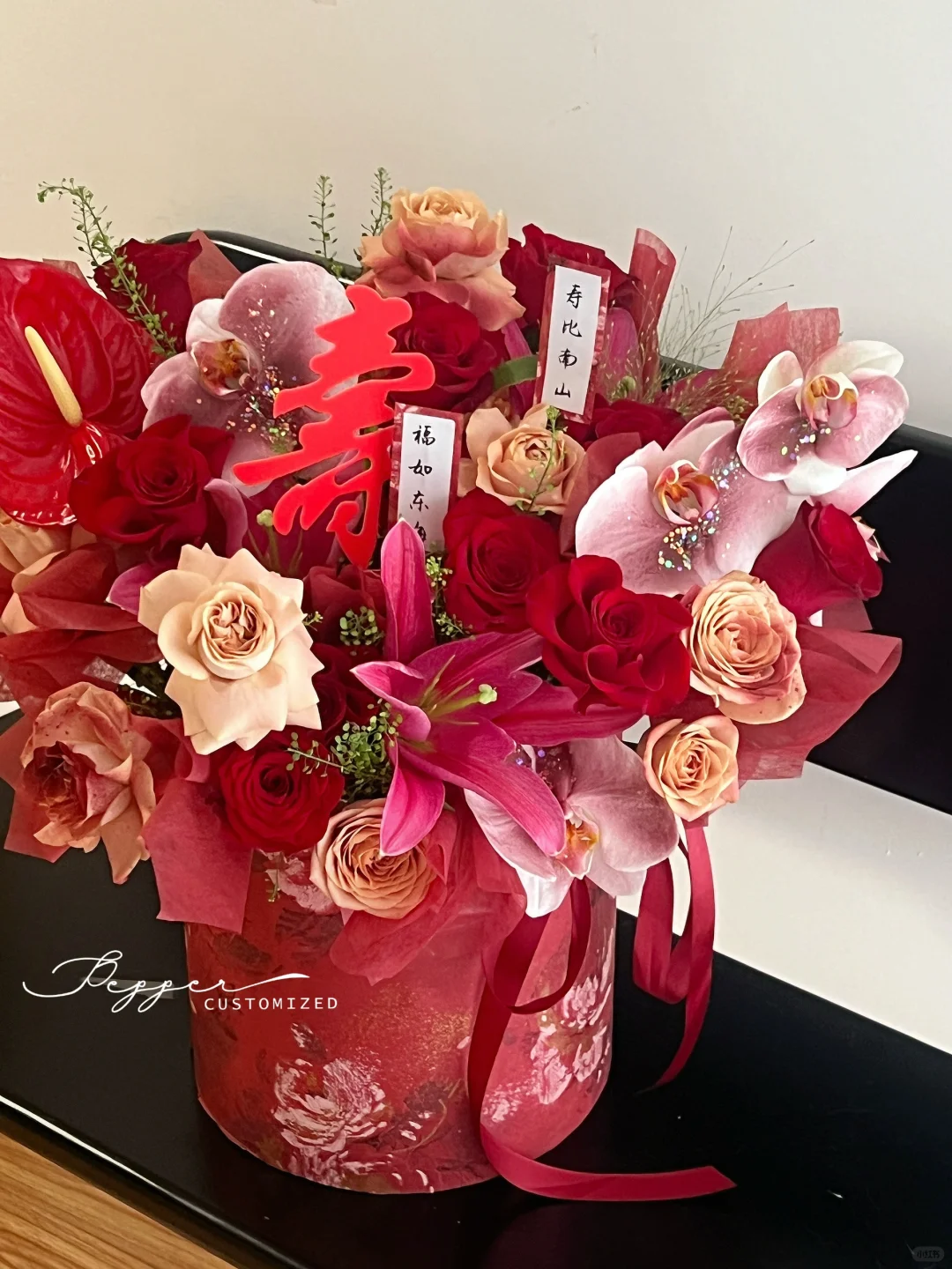 松鹤长春 长辈生日 祝寿花抱抱桶｜南京花店