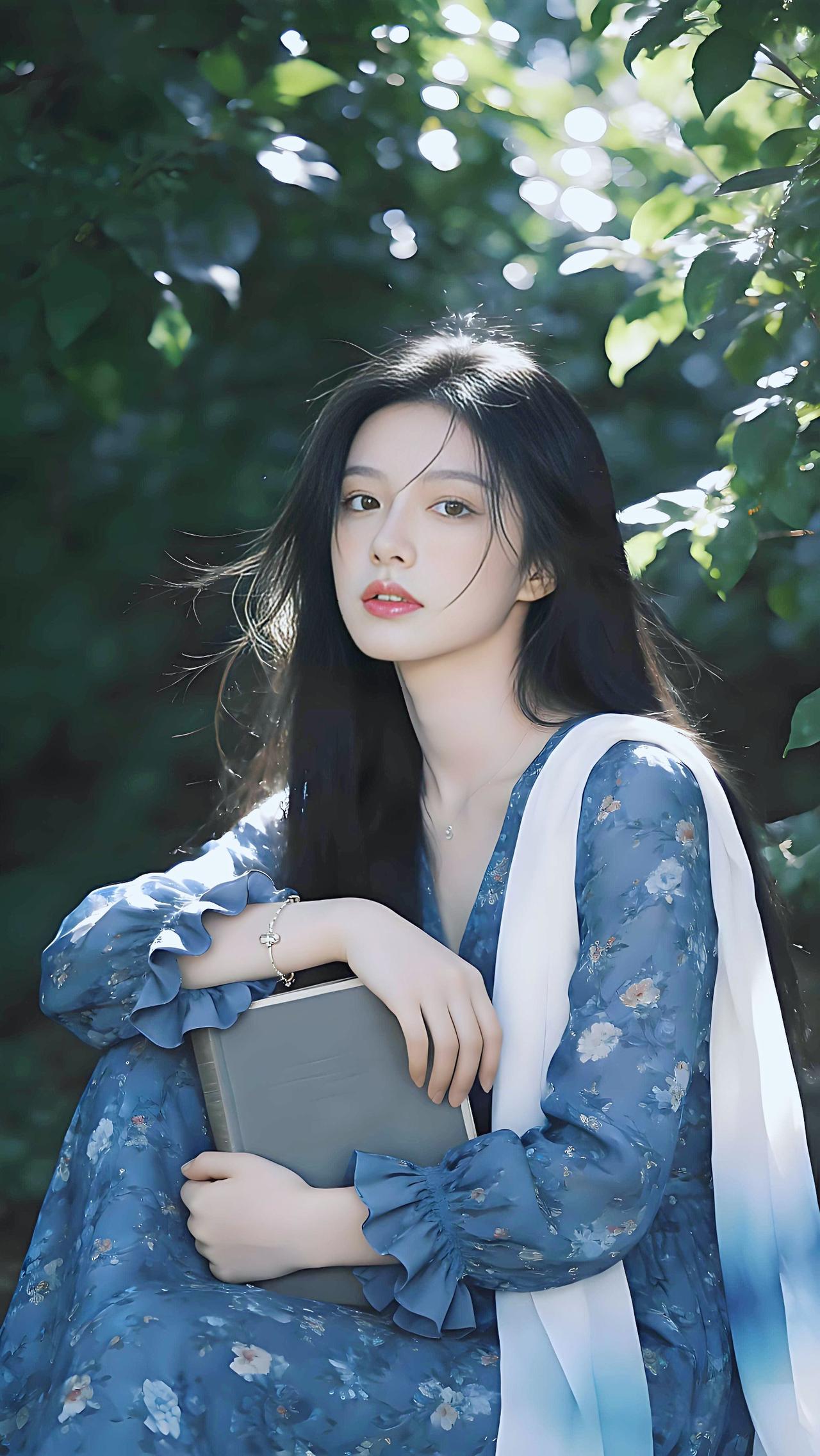 叶隙鎏金，花裙拥卷