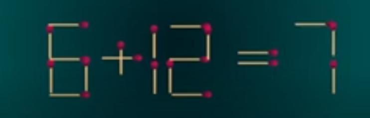 瞧！图里用火柴棒摆好的算式 “6 + 12 = 7”，一眼就能看出不成立 —— 