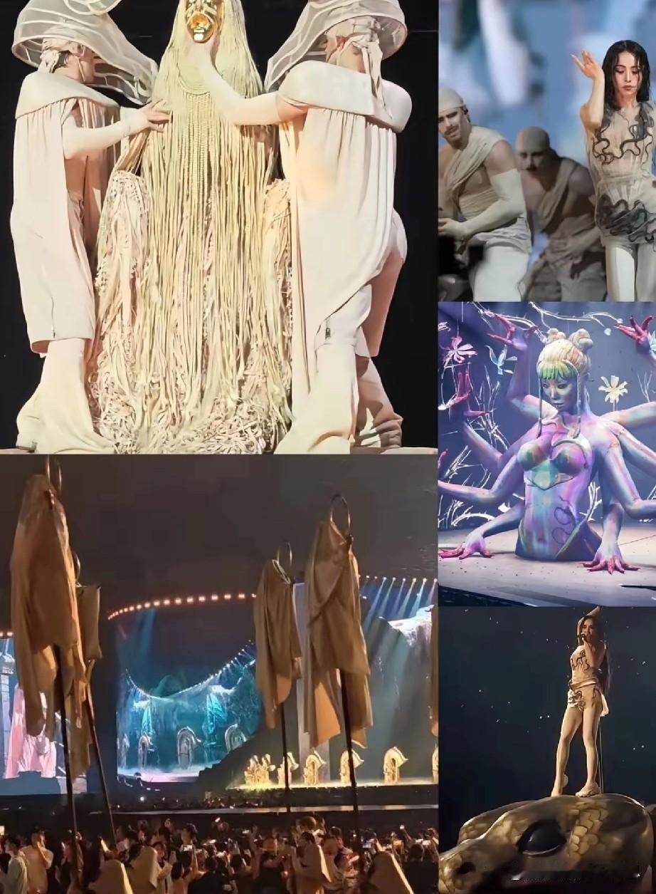 朋友去蔡依林的演唱会，回来跟我说现场布置得“很用心”。

    布置主题有蛇、