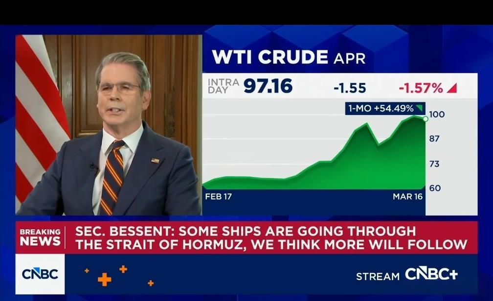 贝森特的生意经原来是这么算的：华盛顿在压制油价上涨，以免俄罗斯获得超额收入。
