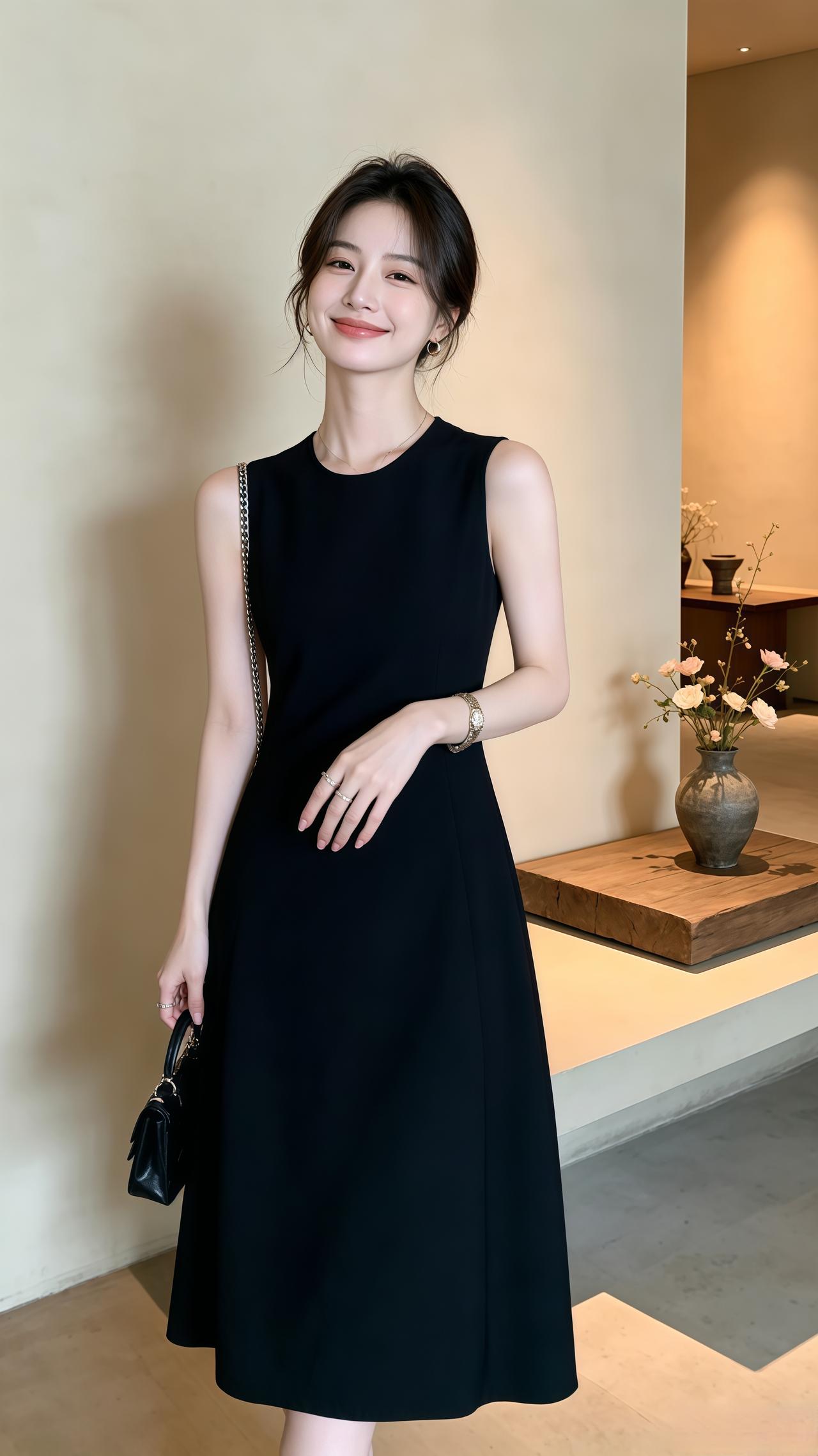 小黑裙谁穿谁好看 气质简约小黑裙 小黑裙 韩系穿搭高级感穿搭