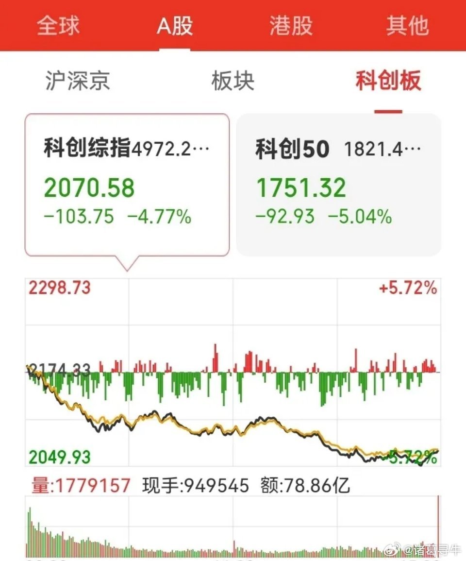 科创板这根大阴线，预示着科创板行情见顶啊！别听什么大忽悠，大吹大擂的科技业绩，市