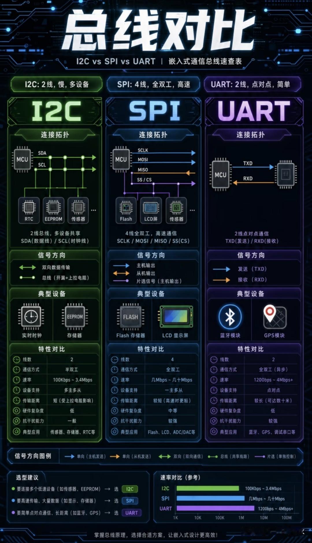 i2c spi uart协议对比！！！
