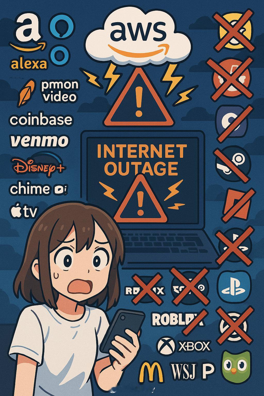 没有备用的嘛？美国互联网应用服务集体掉线 ​​​