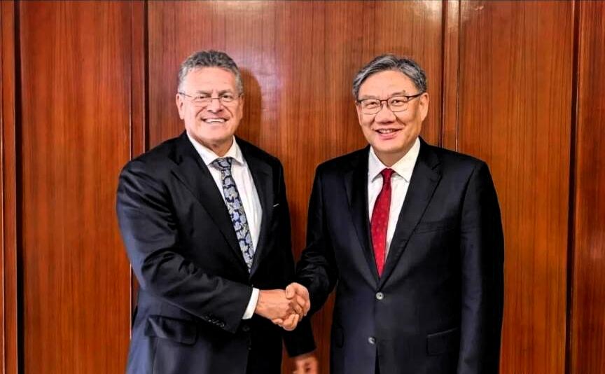 中国和欧盟谈妥了
 
当地时间3月26日，在喀麦隆雅温得，我国商务部部长王文涛会