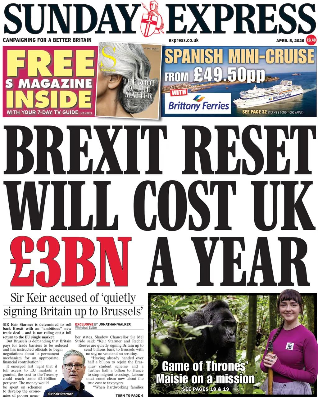 据《星期日快报》报道，英国首相基尔·斯塔默爵士并未排除完全回归欧盟单一市场的可能