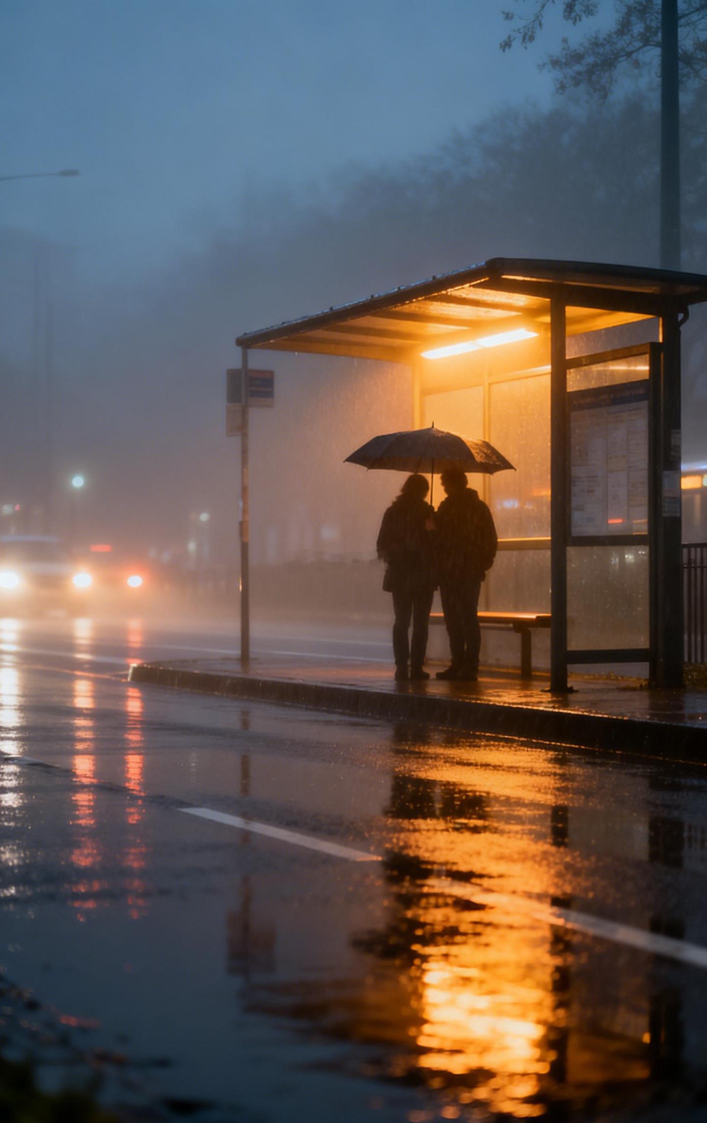 下雨天等公交，旁边的人默默把伞往你这边斜了斜，两个人都没说话，你却觉得心里一暖。