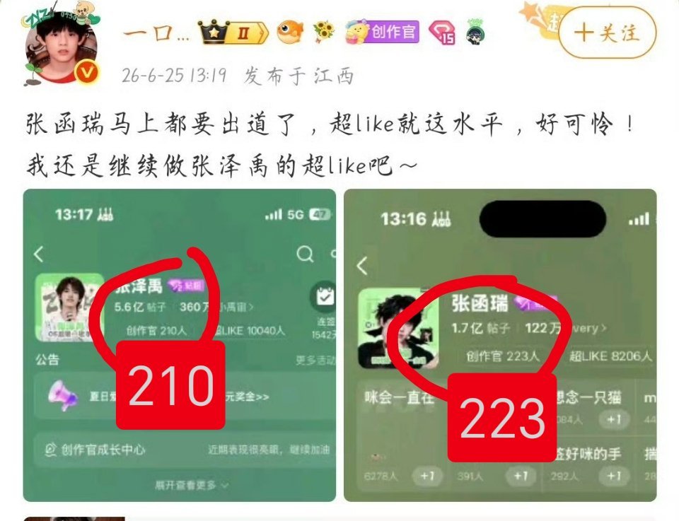 可是张泽禹家的创作官还没我们多啊