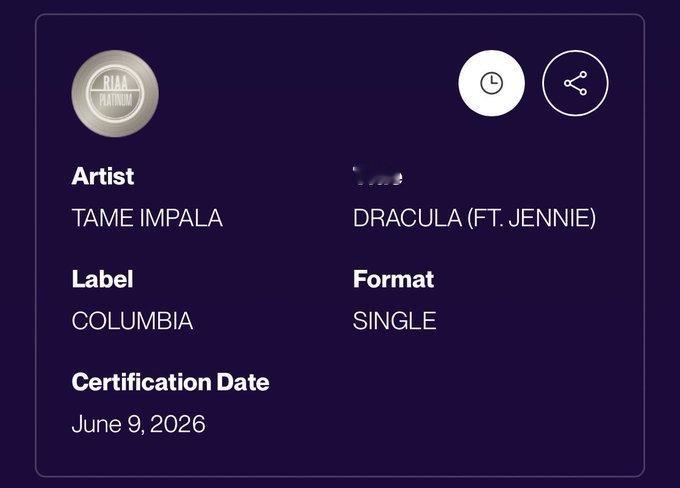 BLACKPINK[超话] 「Dracula」混音版美区销量突破100万，获得R