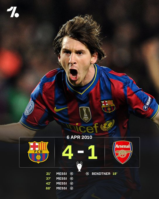 距离梅西单枪匹马在欧冠联赛中击败阿森纳已经过去了16年。 