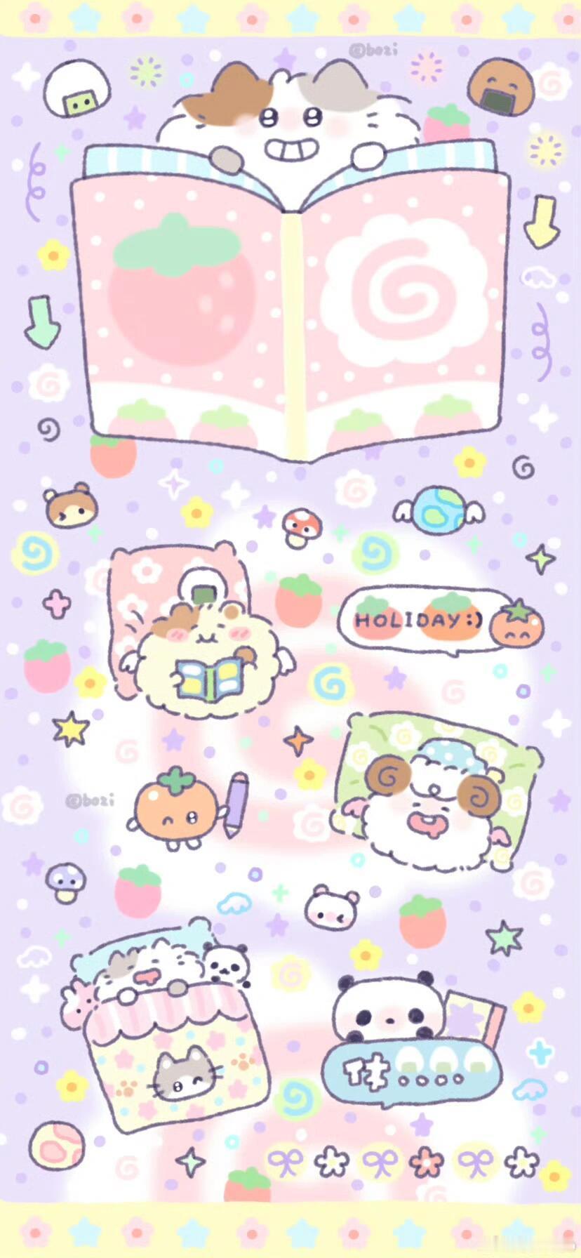 卡通壁纸丨可爱壁纸丨小猫壁纸丨手绘风壁纸丨iPhone壁纸 