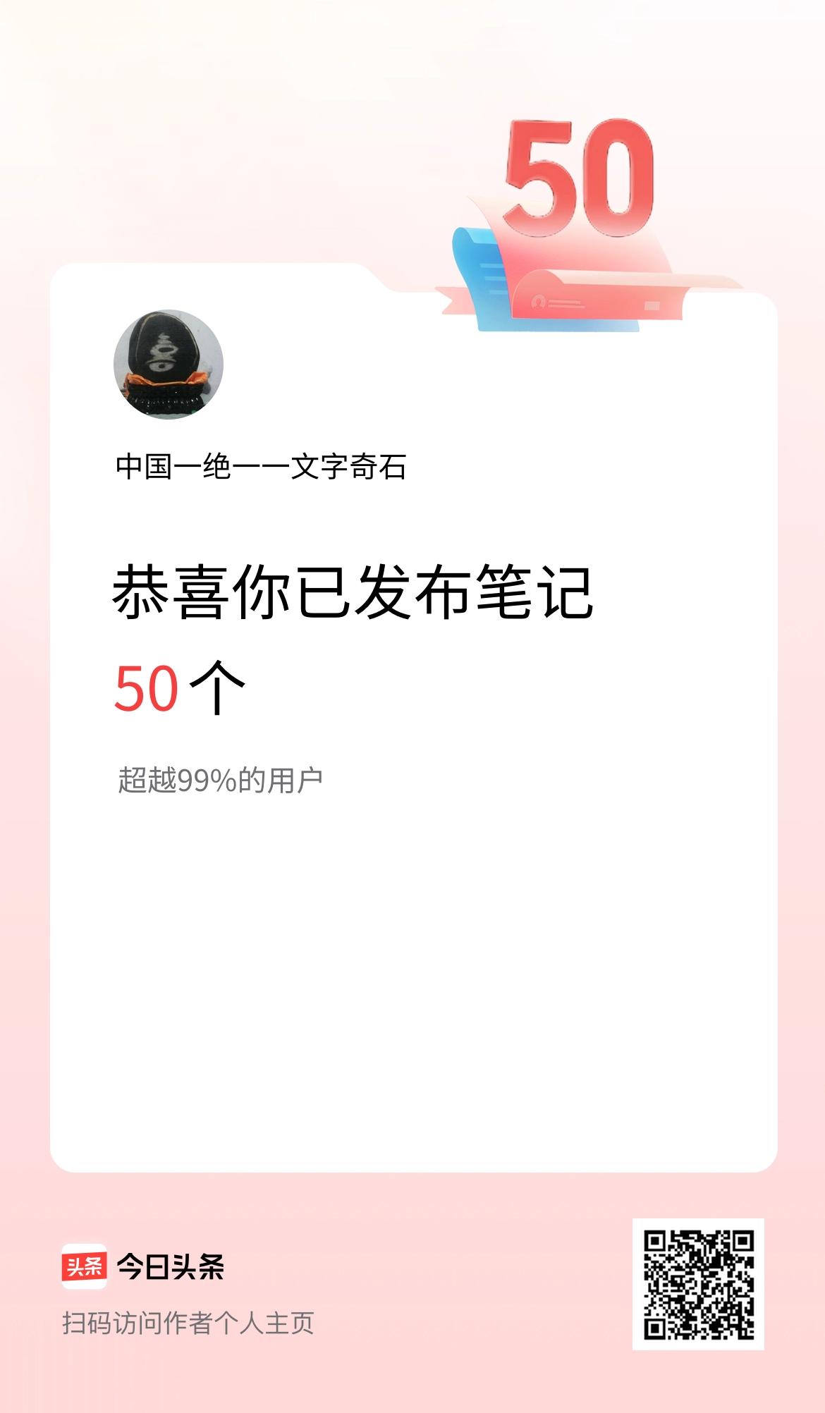 我在头条累计投稿笔记50个