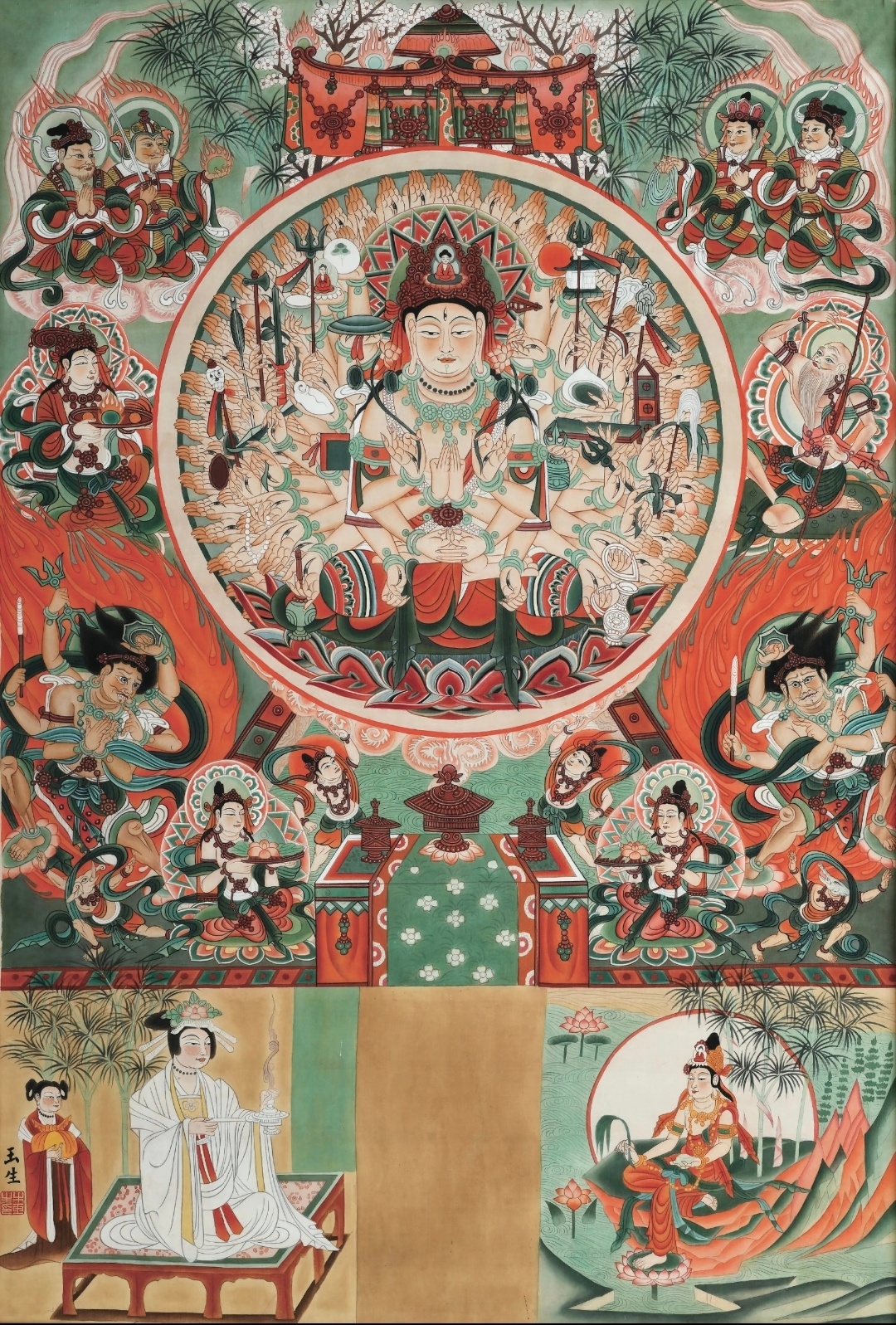 蕊灿 ✨敦煌壁画·五代·《千手千眼观音》左下角的贵妇穿搭风格好适合沈仪蘅素静、大