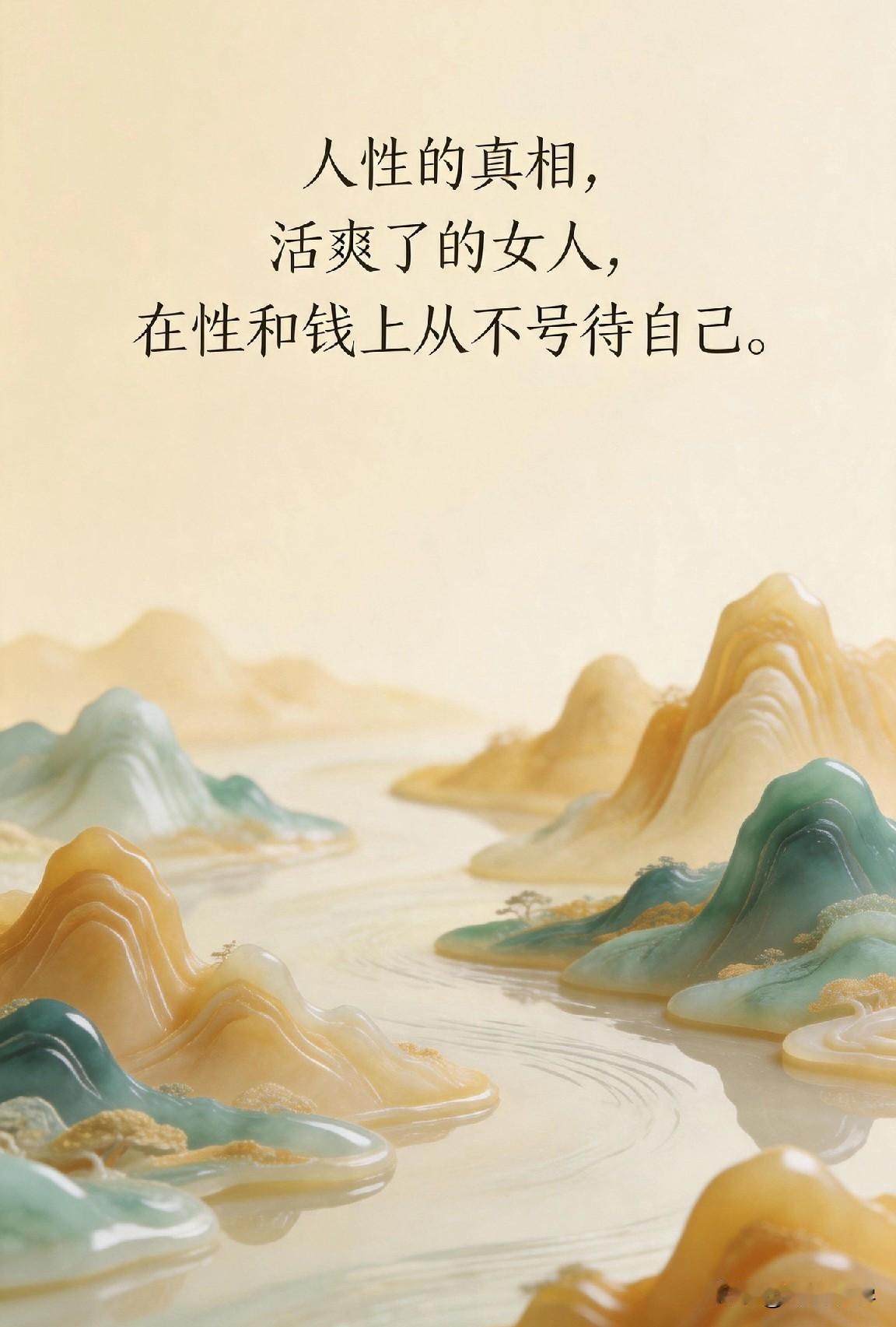 人性的真相，活爽了的女人，在性和钱上从不亏待自己。

你有没有发现，身边有些女人