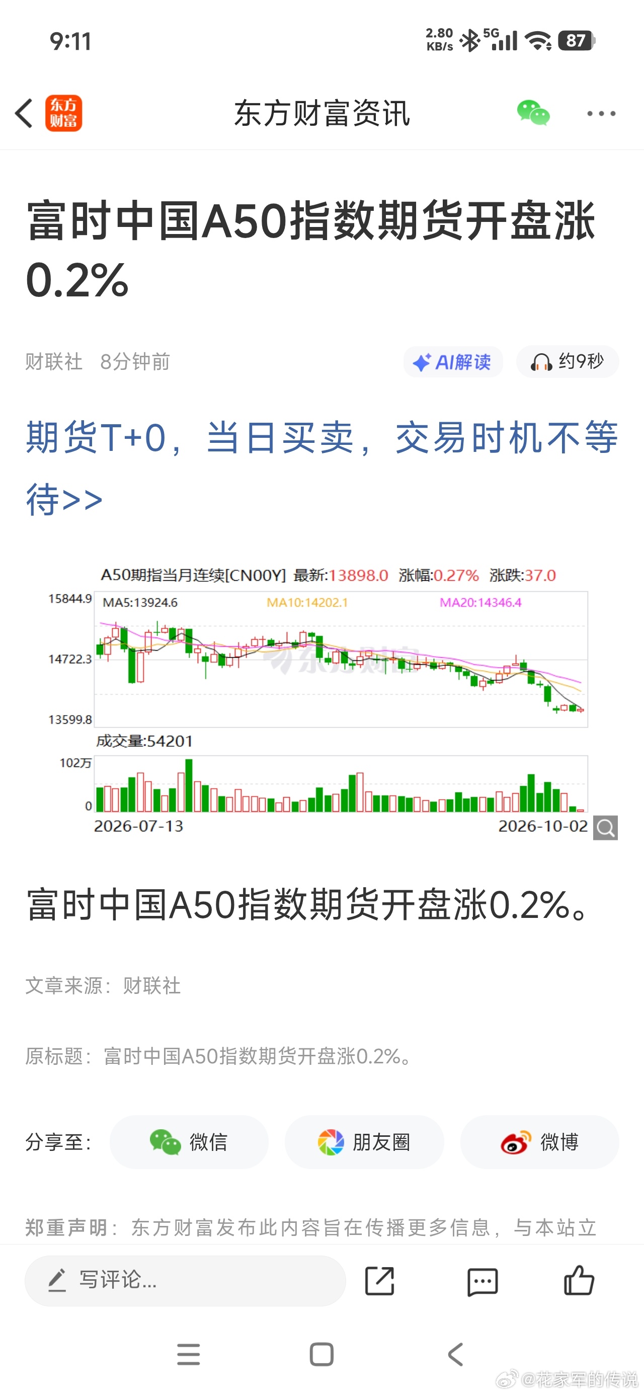 “富时中国A50指数期货开盘涨0.2%”～～什么时候，涨，0.2% 也需要报道出