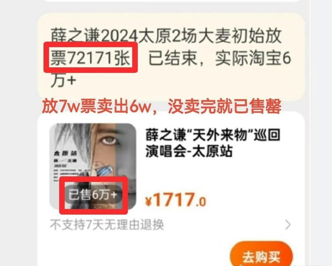 2024年演出市场火热的时候薛之谦太原站大砍区。打折促销。
2026年再战太原依