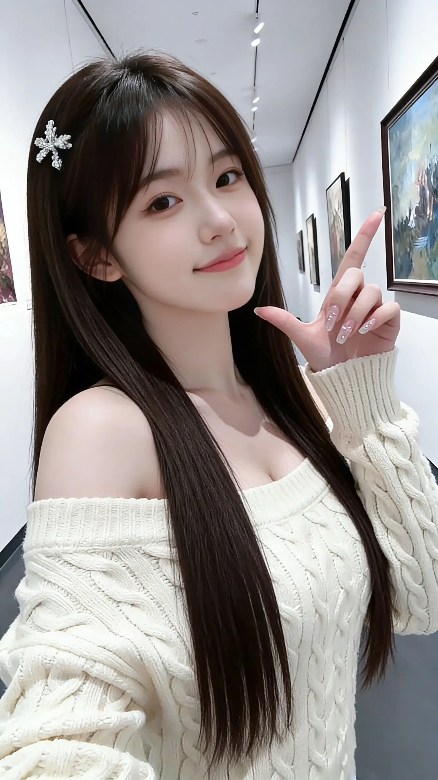 温柔纯欲风。      奶fufu的米白色露肩毛衣太绝了！软糯麻花纹理...