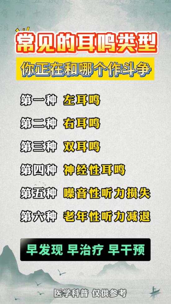 六种耳鸣听力问题自查，看看你属于哪一类