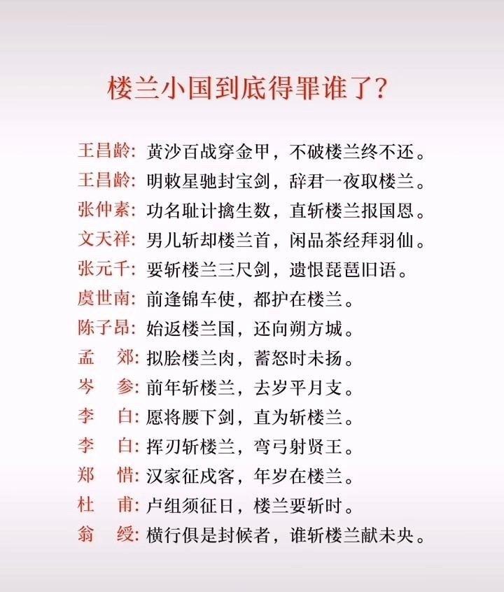 楼兰这个小国当年到底干了什么天怒人怨的事？这么多大诗人都要写诗讨伐它 ！