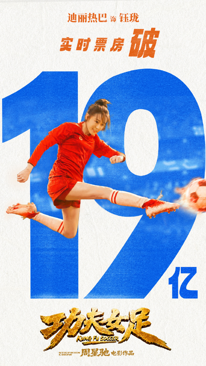 迪丽热巴真金白银的实绩7月属于迪丽热巴《功夫女足》票房破19亿，迪丽热巴真金白银