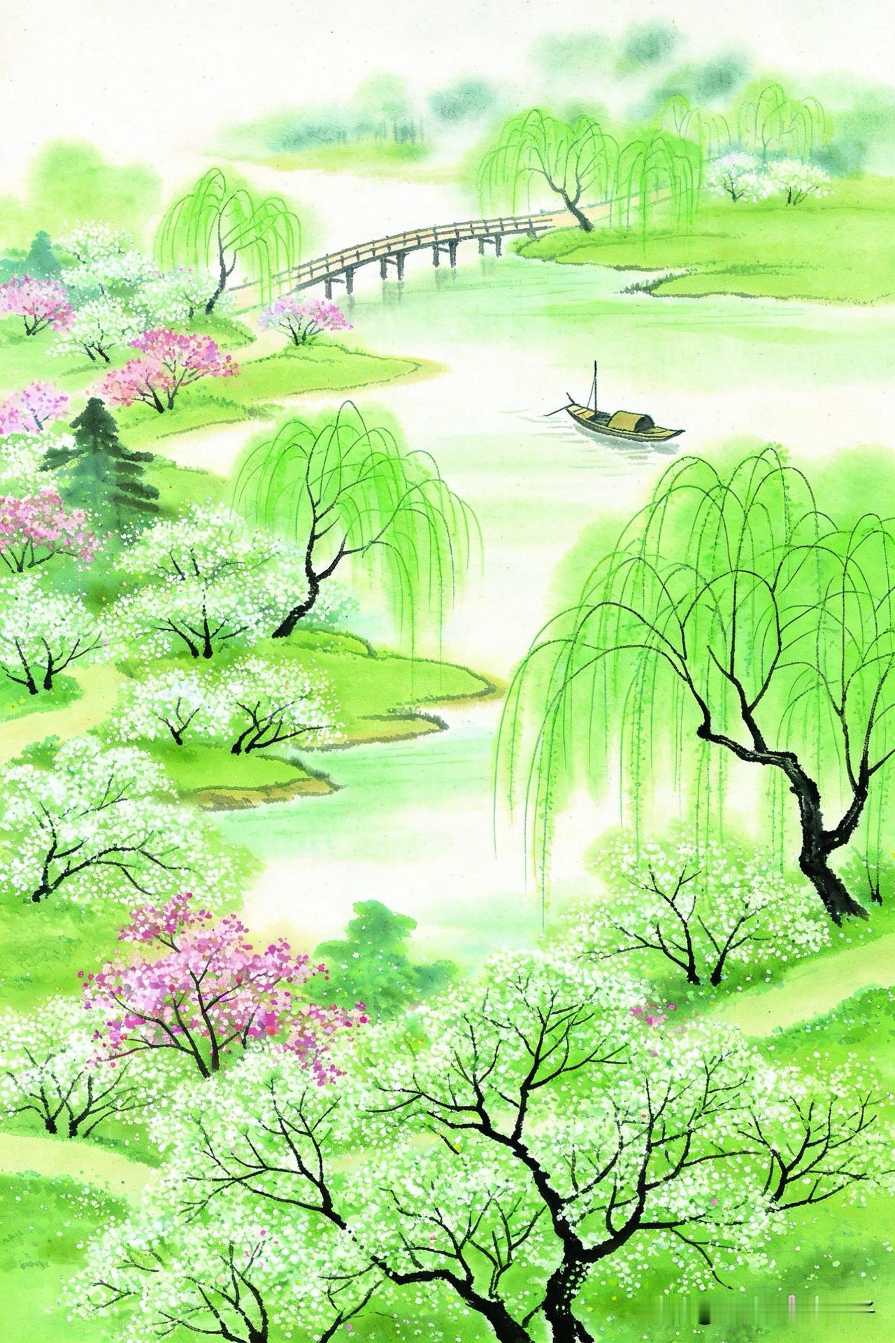 上联：绿柳垂丝，粉桃绽蕊，看一江春水溶溶，谁共扁舟寻旧梦
         
上