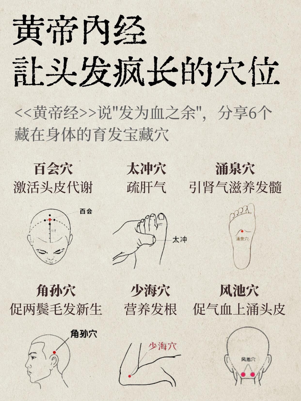 《黄帝内经》：让头发疯长的6个人体穴位 