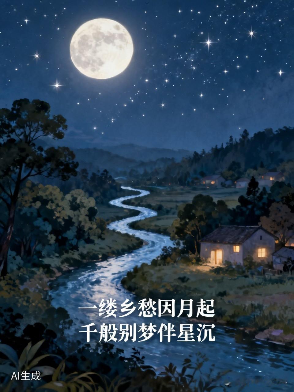 上联：一缕乡愁因月起，诚邀下联，。千般别梦伴星沉