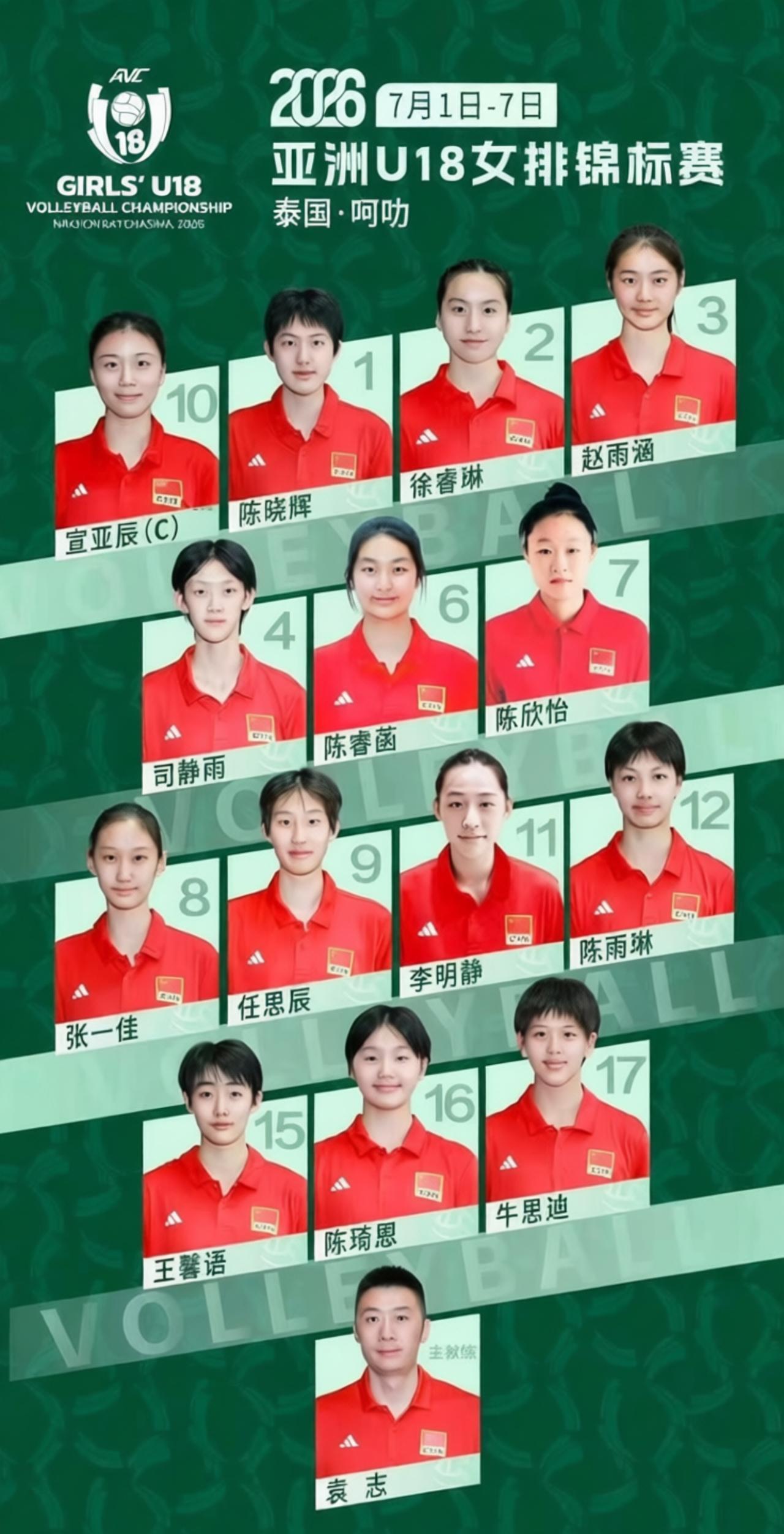 【U18亚锦赛中国女排小组赛赛程】
泰国呵叻府-2026年U18女排亚锦赛拉开战
